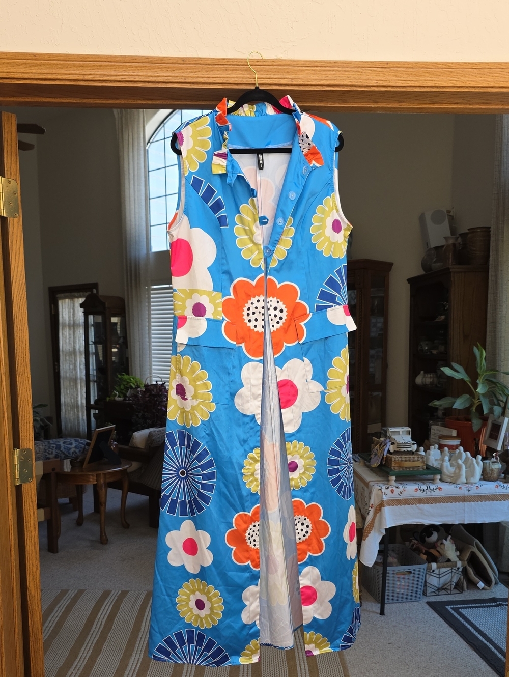 Vibrant Blue Floral Maxi Dress